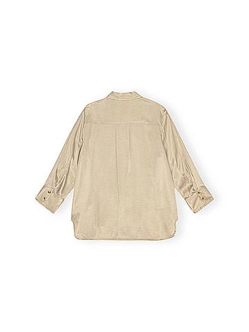 Ganni Washed Satin Shirt in Safari (view 2)