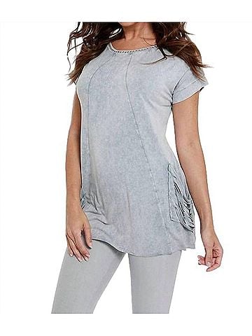Angel Beaded Short Sleeve Tunic in Gray (view 2)