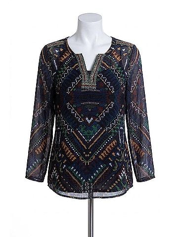 Angel Long Sleeve Tie Neck Blouse in Maya (view 1)