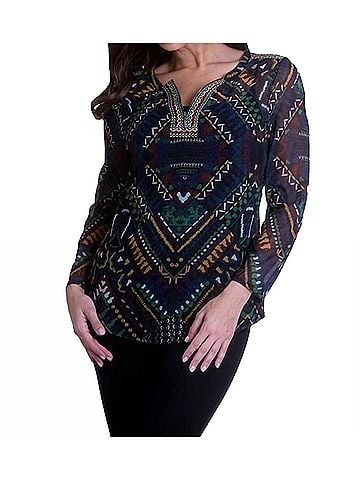 Angel Long Sleeve Tie Neck Blouse in Maya (view 2)