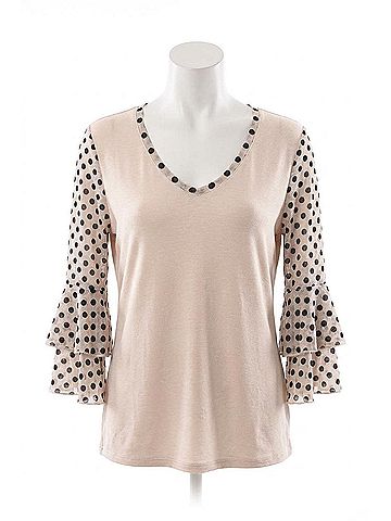Angel Polkadot Sleeve Top in Sand (view 1)