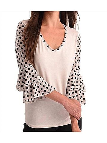 Angel Polkadot Sleeve Top in Sand (view 2)