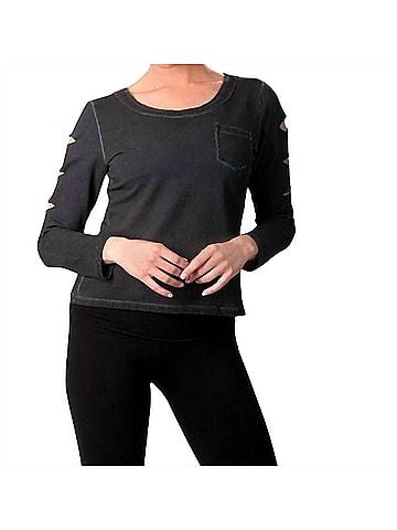 Angel Scoop-Neck Distressed Top in Gray (view 2)