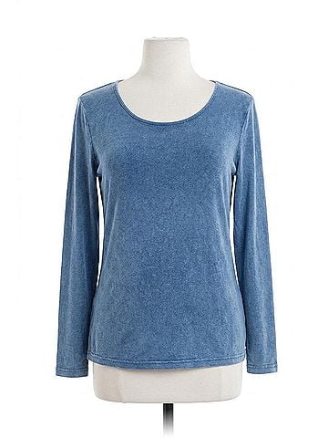 Angel Stone Wash Long Sleeve Tee in Denim (view 1)