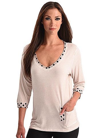 Angel Polkadot V-Neck Top in Sand (view 2)