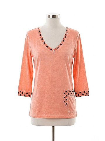 Angel Polkadot V-Neck Top in Peach (view 1)