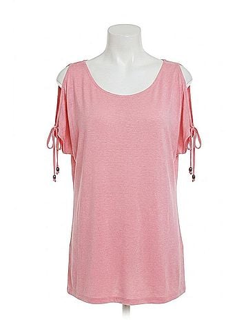 Angel Beaded Cold Shoulder Top in Coral (view 1)