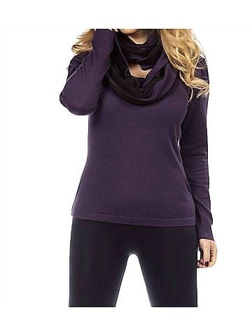 Angel Long Sleeve Scoop Neck Top in Plum (view 2)