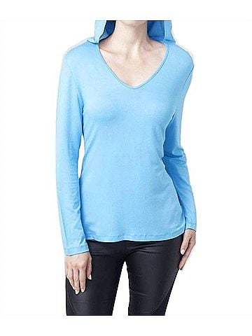 Angel Hooded V-Neck Top in Turquoise (view 2)