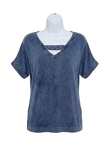 Angel Front To Back Braided Top in Denim (view 1)