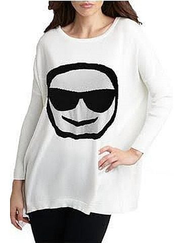 Angel Cool Shade Emoji Top in Stone/Black (view 2)