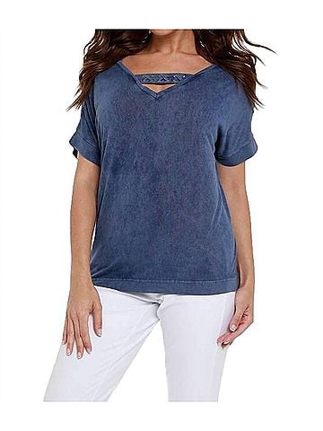 Angel Front To Back Braided Top in Denim (view 2)