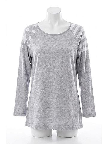 Angel Dot Stripe Scoop Top in Silver/White (view 1)