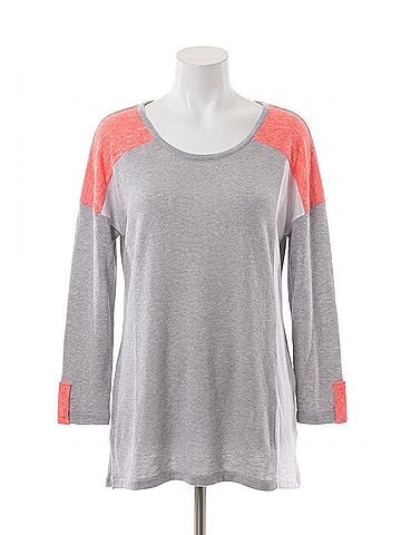 Angel Color Block 3/4 Sleeve Top in Gray Multi (view 1)