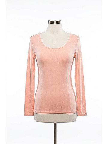 Angel Long Sleeve Scoop Neck Top in Peach (view 1)