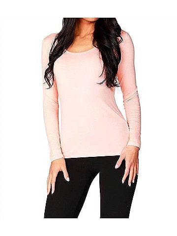 Angel Long Sleeve Scoop Neck Top in Peach (view 2)