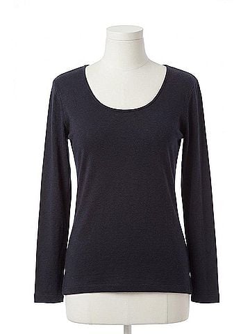 Angel Long Sleeve Scoop Neck Top in Navy (view 1)