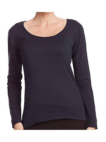 Angel Long Sleeve Scoop Neck Top in Navy (view 2)