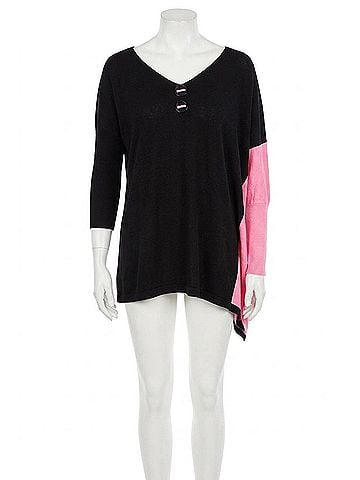Angel Neon Panel Slit Oversize Tunic in Black/Fuchsia (view 1)