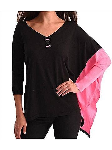 Angel Neon Panel Slit Oversize Tunic in Black/Fuchsia (view 2)