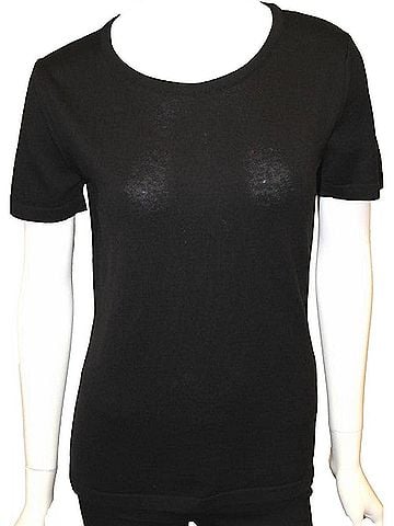 Angel Short Sleeve Crew-Neck Shell Top in Black (view 2)