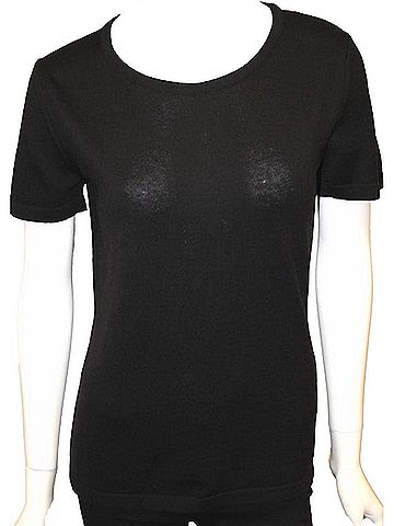 Angel Short Sleeve Crew-Neck Shell Top in Black (view 2)