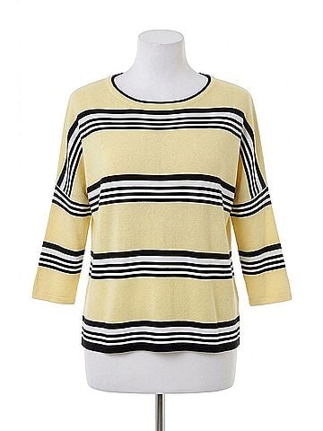 Angel Striped 3/4 Sleeve Top in Yellow (view 1)