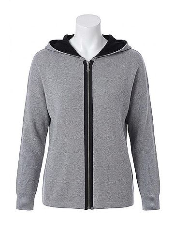 Angel Frenchie Love Hooded Caridgan in Gray Multi (view 1)