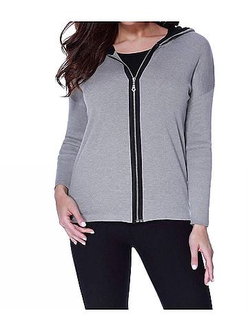 Angel Frenchie Love Hooded Caridgan in Gray Multi (view 2)