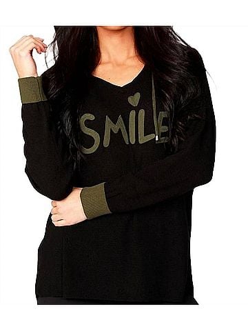 Angel Smile Hoodie in Black/Moss (view 2)