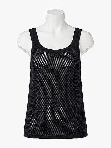 Nic + Zoe Mesh Stitch Tank in Black Onyx (view 1)