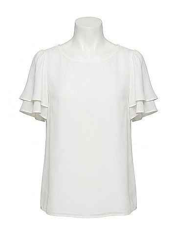 Frank Lyman Design Flutter Sleeve Blouse in Off White (view 1)