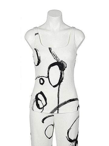 Frank Lyman Design Sleeveless Squareneck Tank in Off White/Navy (view 1)