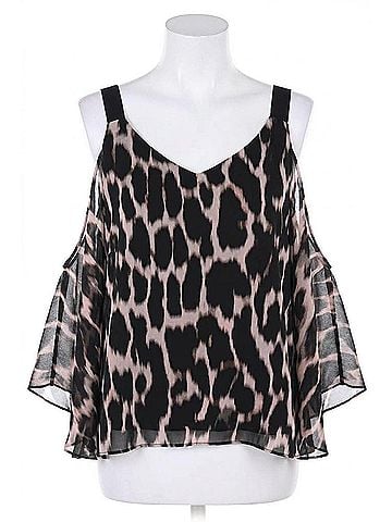 Frank Lyman Design Animal Print Top in Black/Blush (view 1)