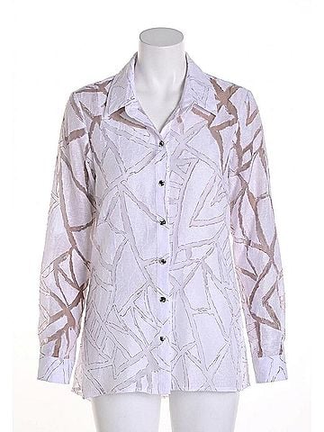 Frank Lyman Design Button Down Printed Blouse in White/Black (view 1)