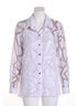Frank Lyman Design White Button Down Printed Blouse in White/Black Size 10 - photo 1