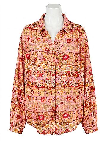 Billabong Day After Day Oversized Top in Pink Multi (view 1)