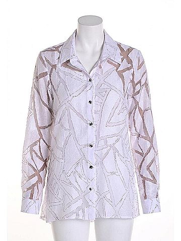 Frank Lyman Design Button Down Printed Blouse in White/Black (view 1)