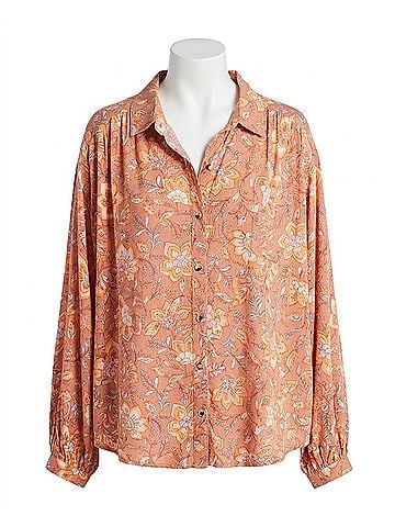 Billabong Day After Day Oversized Button-Down Shirt in Orange (view 1)