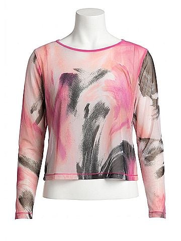 Sympli Mesh Go To Cropped T Top in Marble Print (view 1)
