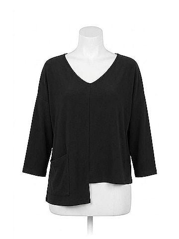 Sympli Etch V-Neck Top in Black (view 1)