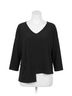 Sympli Solid Black Etch V-Neck Top in Black Size 10 - photo 1