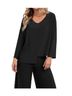 Sympli Solid Black Etch V-Neck Top in Black Size 10 - photo 2