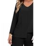 Sympli Solid Black Etch V-Neck Top in Black Size 10 - photo 3