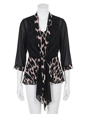 Frank Lyman Design Woven Cover Up in Black/Blush (view 1)