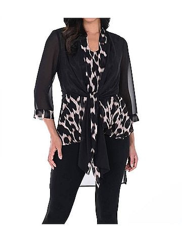 Frank Lyman Design Woven Cover Up in Black/Blush (view 2)