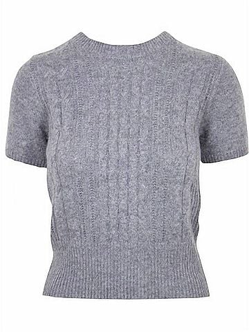Lucy Paris Giana Short Sleeve Sweater in Grey (view 1)