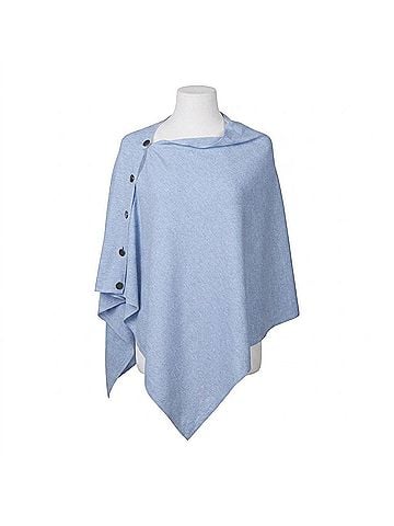 J'envie Women's Luzern Side-Button Poncho in Sky (view 1)