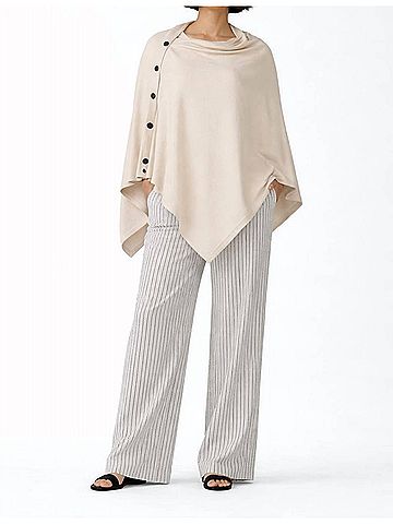 J'envie Luzern Side-Button Poncho in Stone (view 2)