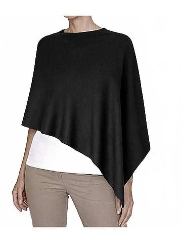 J'envie Toscana Elbow Length Pullover Poncho in Black (view 2)
